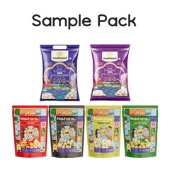 Makhana Sample Pack (4 Flavoured Varieties & 2 Raw Packs)