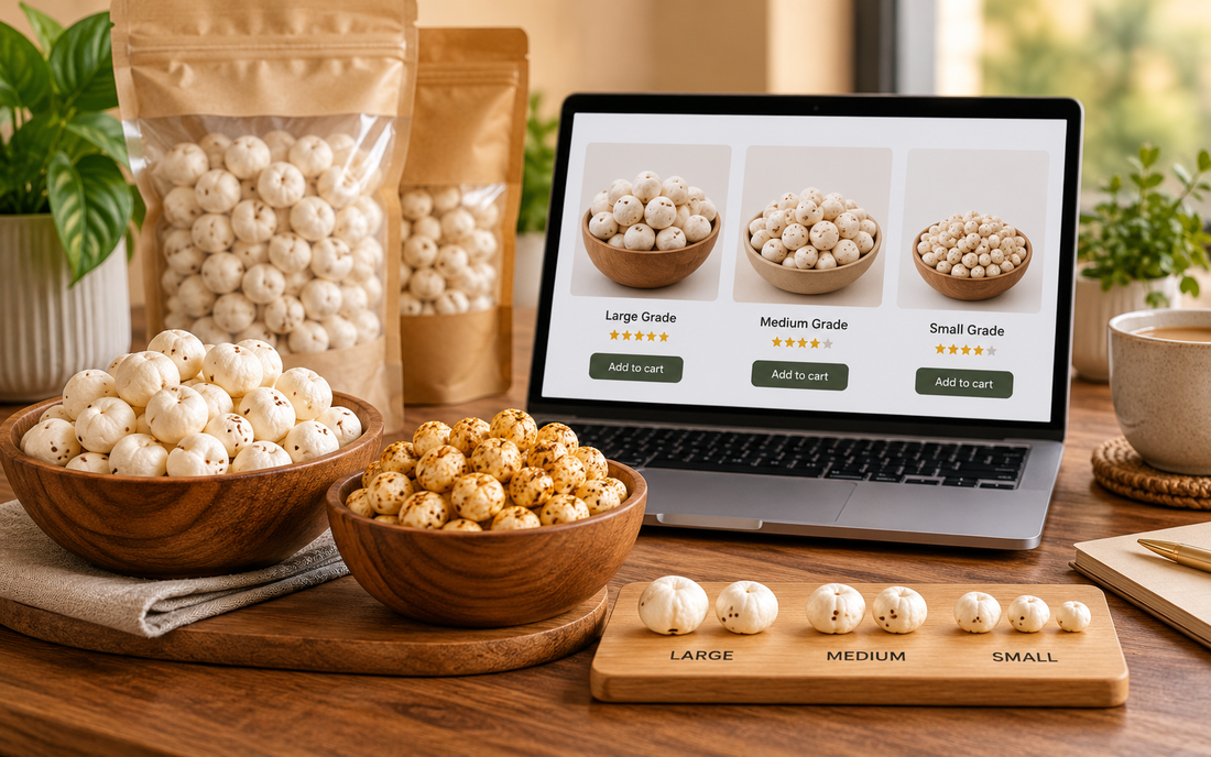 Makhana grades and quality comparison for buying makhana online
