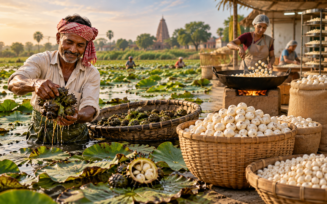 Makhana harvesting and traditional processing in Bihar