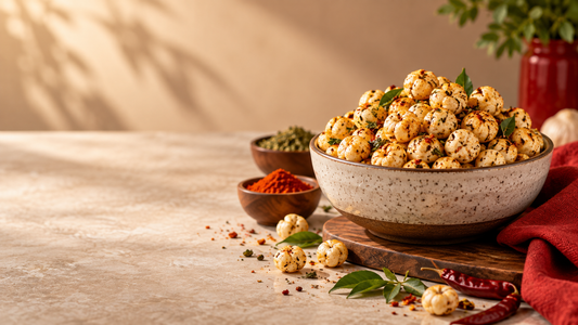 Roasted makhana with herbs and spices for makhana nutrition and benefits guide