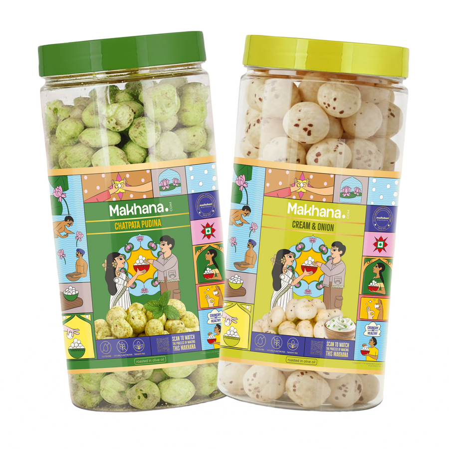 Chatpata Pudina + Cream & Onion Roasted Makhana Combo Pack