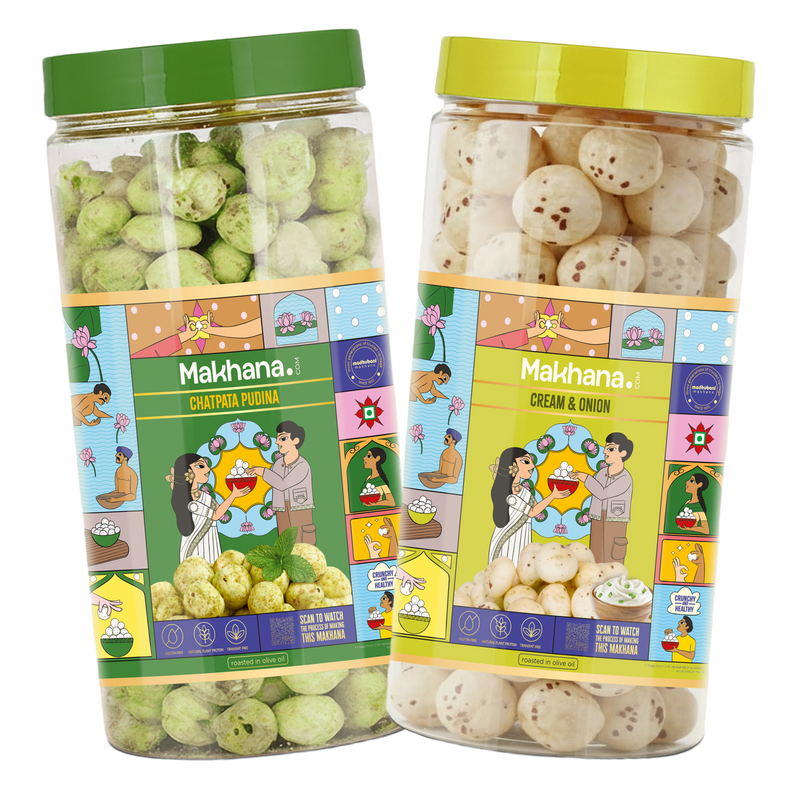 Chatpata Pudina + Cream & Onion Roasted Makhana Combo Pack