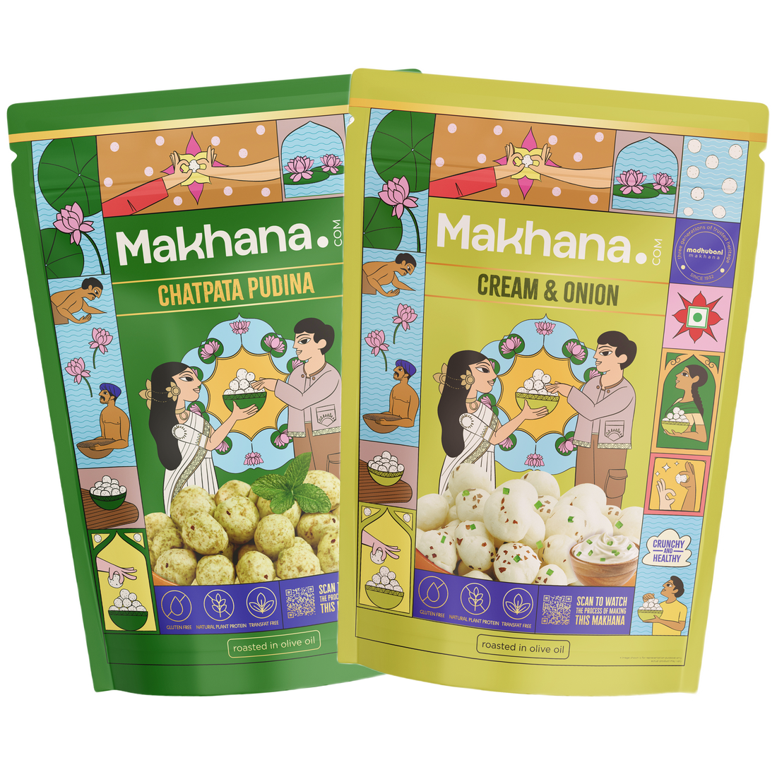 Chatpata Pudina + Cream & Onion Roasted Makhana Combo Pack