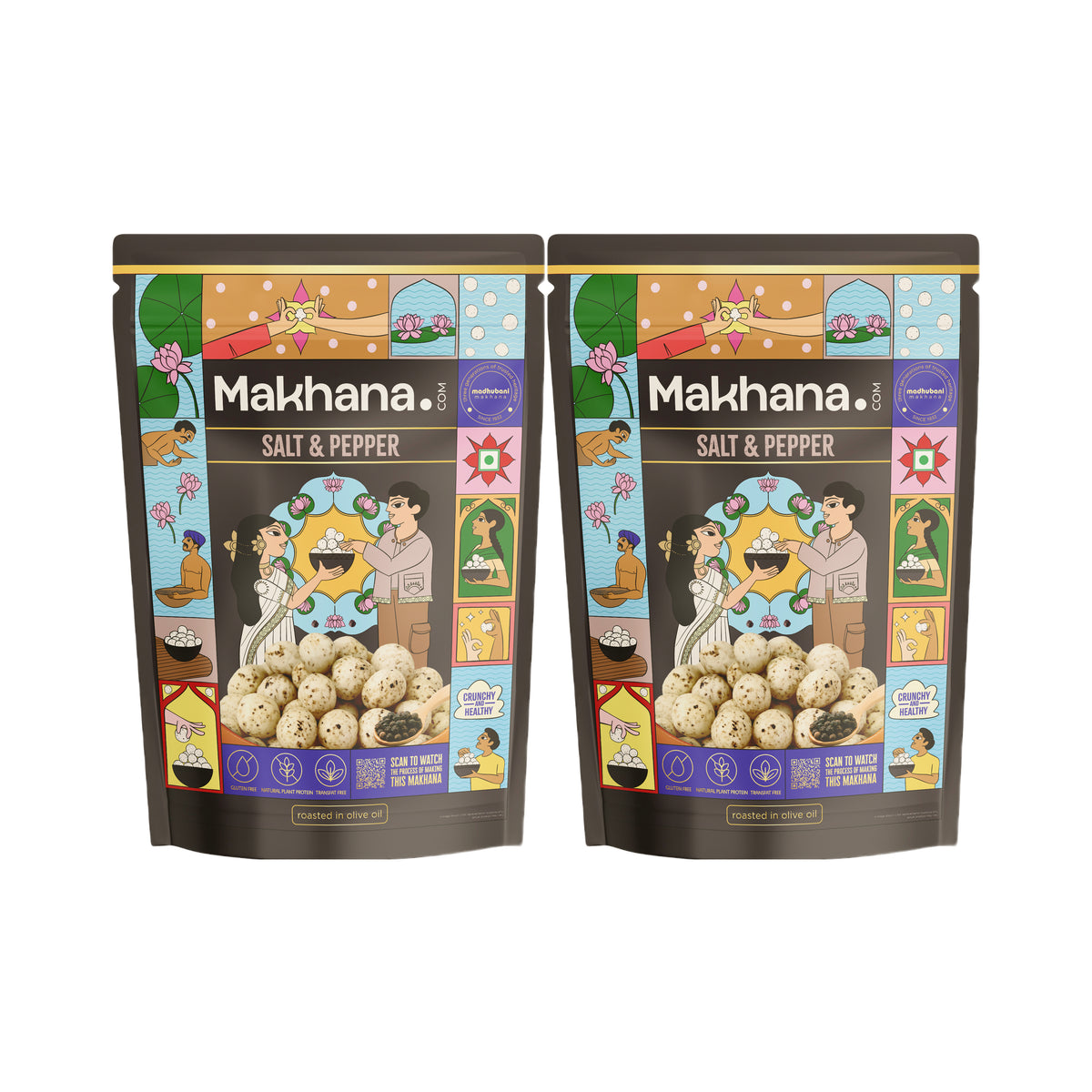Salt & Pepper Roasted Makhana (Olive Oil Roasted)
