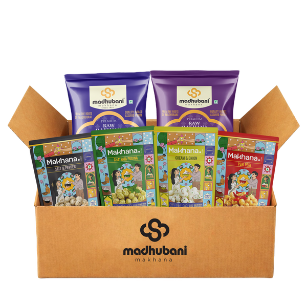 Makhana Sample Pack (4 Flavoured Varieties & 2 Raw Packs)