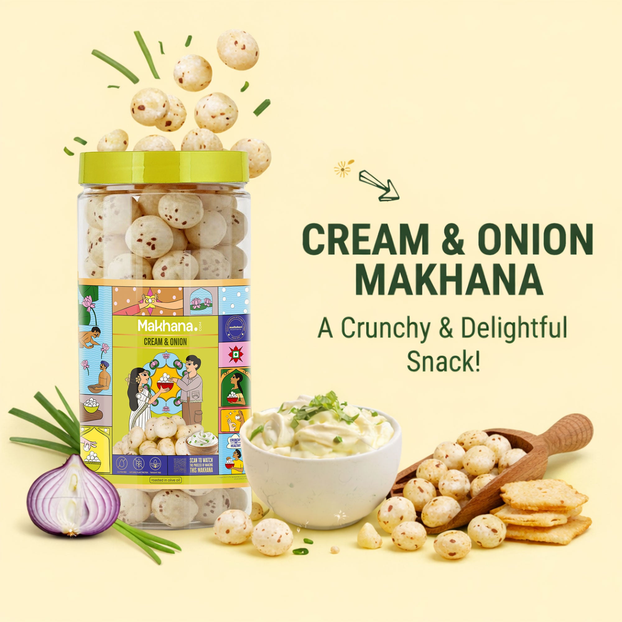 Cream & Onion Roasted Makhana (Olive Oil Roasted)