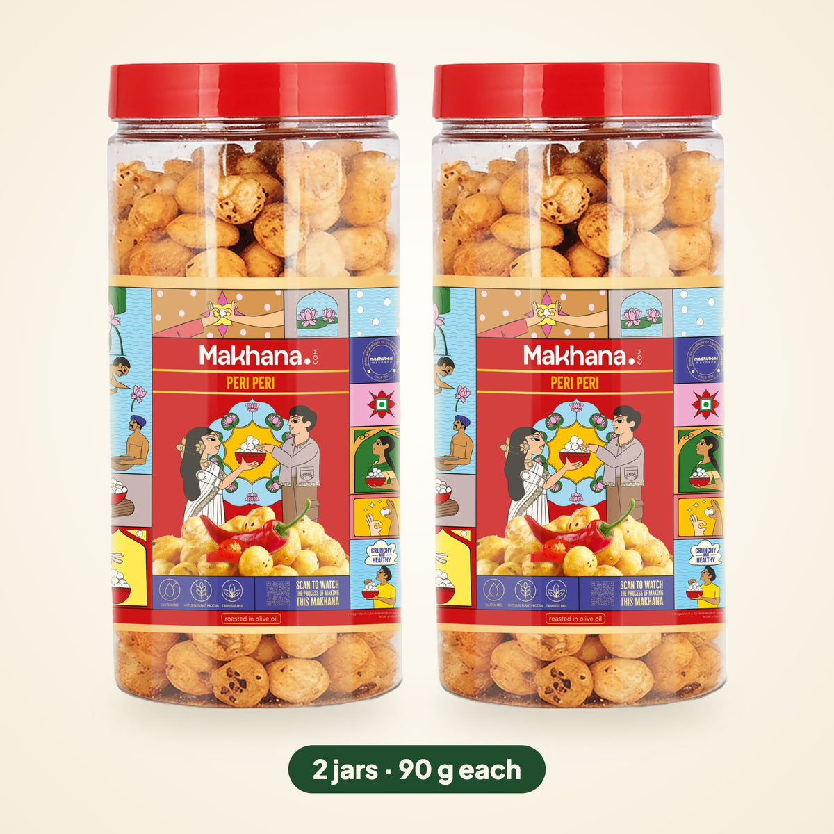 Peri Peri roasted makhana, pack of 2 jars (90 g each)