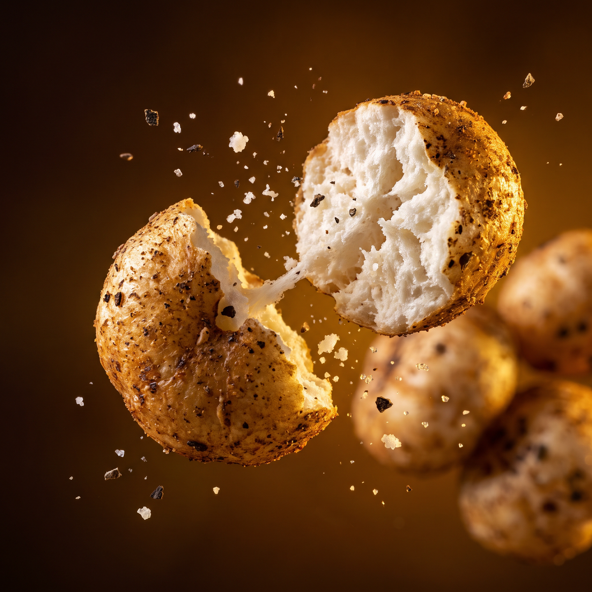 Crunchy salt and pepper makhana broken open