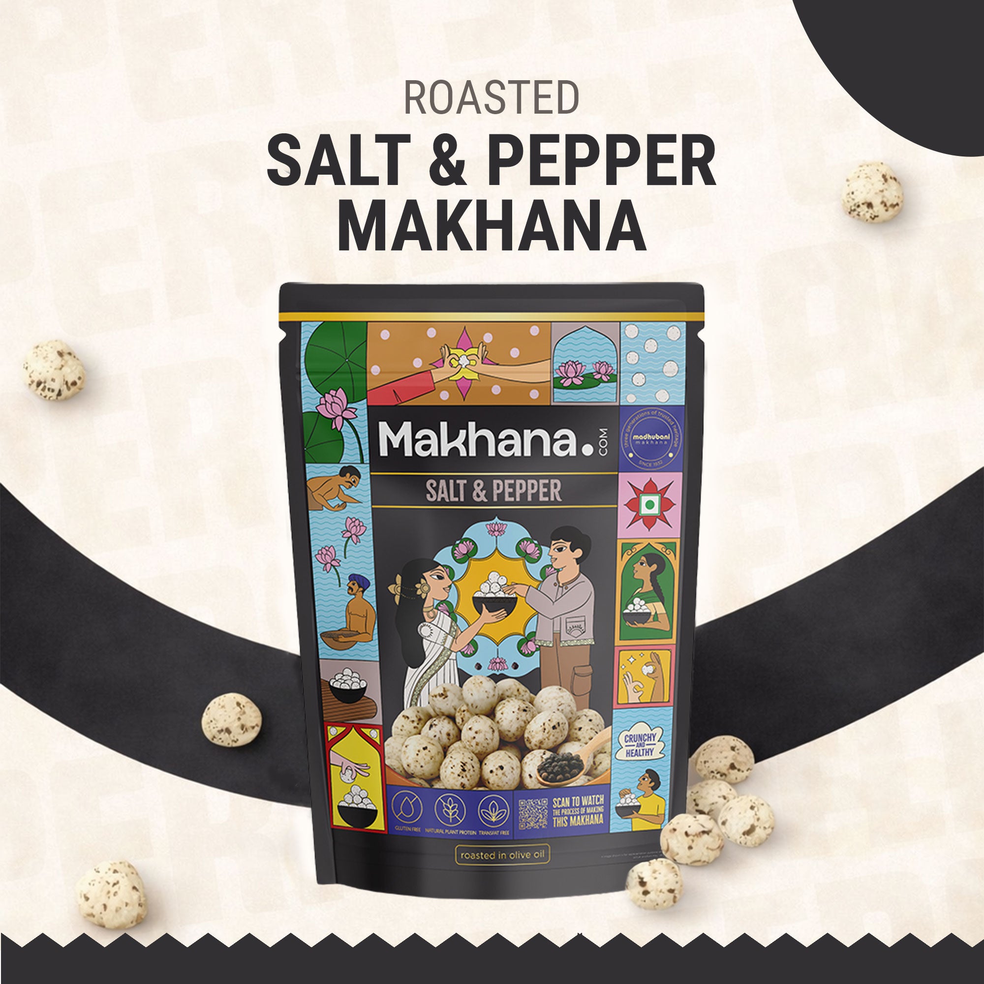 Salt & Pepper Roasted Makhana (Olive Oil Roasted)