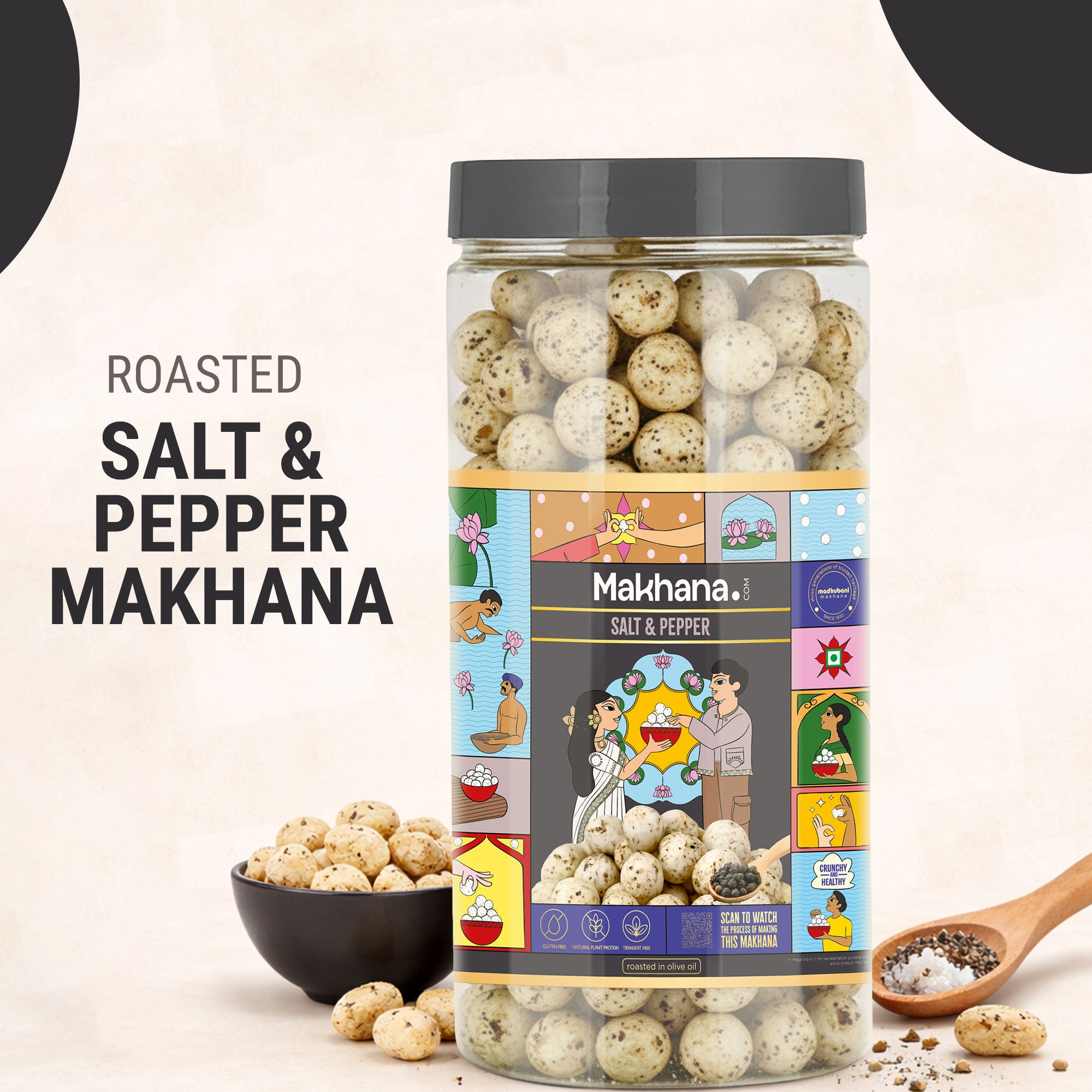 Salt & Pepper Roasted Makhana (Olive Oil Roasted)